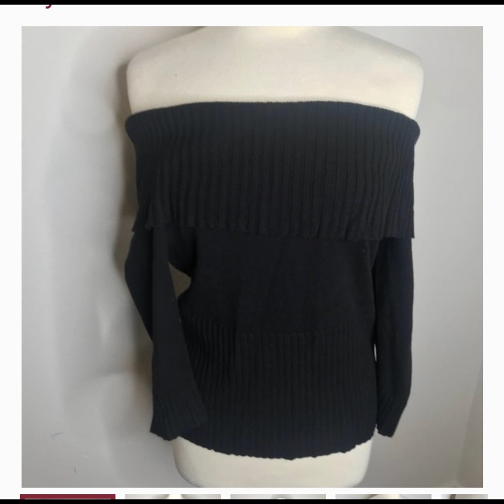 Alyx Off the Shoulder Sweater Black XL Ribbed Neckline/Waist Casual